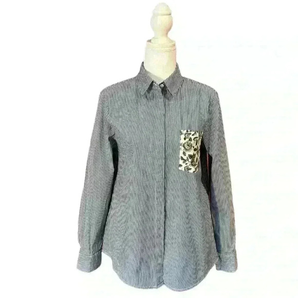 Thakoon For Design Nation Button Down Collared Chambray Stripe Shirt Women’s M - Picture 2 of 8